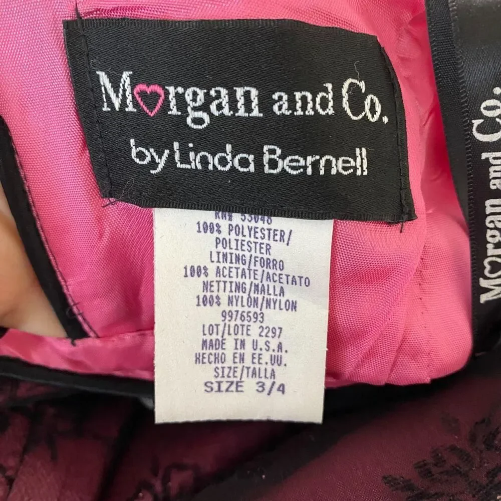 Early 2000's Whimsygoth Black Pink Purple Mesh Rose Crushed Velvet Prom Dress S - Picture 8 of 8